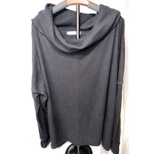 We The Free Large Oversized Black‎ Cowl Neck Sweater Boho Cozy Slouchy Knit